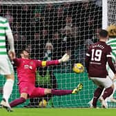 Celtic’s Kyogo Furuhashi scores the goal that caused all sort of furore through appearing to result from the striker being in a marginally offside position. (Photo by Craig Williamson / SNS Group)