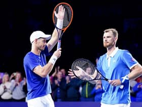 Scotland's Andy Murray and Jamie Murray celebrate after winning their match against England's Dan Evans and Neal Skupski during day two of Schroders Battle of the Brits at P&J Live, Aberdeen. Picture date: Thursday December 22, 2022.