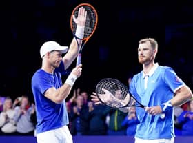 Scotland's Andy Murray and Jamie Murray celebrate after winning their match against England's Dan Evans and Neal Skupski during day two of Schroders Battle of the Brits at P&J Live, Aberdeen. Picture date: Thursday December 22, 2022.