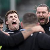 Josh Mckay, left, and Ryan Wilson are full of laughs during a Glasgow Warriors training session at Scotstoun. (Photo by Ross MacDonald / SNS Group)