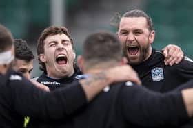 Josh Mckay, left, and Ryan Wilson are full of laughs during a Glasgow Warriors training session at Scotstoun. (Photo by Ross MacDonald / SNS Group)