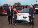 Scott Roberts, national fleet manager for Scottish Fire and Rescue Service; Caryn Gibson, economics partnership manager, Dundee & Angus College; Steven Swinley, head of curriculum and quality for engineering at Dundee & Angus College.