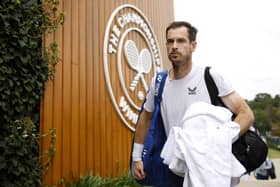 Andy Murray arrives for a practice session on day one of Wimbledon 2024 at the All England Lawn Tennis and Croquet Club. (Photo by Adam Pretty/Getty Images)