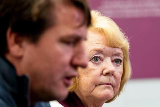 Hearts owner Ann Budge with manager Daniel Stendel. Picture: SNS