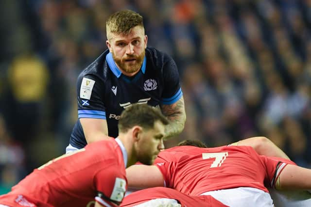 Scotland's Luke Crosbie in action during the Six Nations win over Wales at Murrayfield. (Photo by Ross MacDonald / SNS Group)