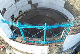 The work progressing on the gas holder