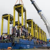 The 12 new straddles form part of Forth Ports’ equipment replacement programme. Picture: Robert Perry