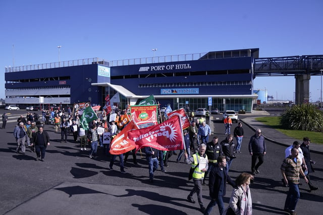 The marchers, including a number of sacked workers, walked past the tied-up Pride of Hull ferry but got no response from anyone inside the P&O building.

Outside the gates, the rally was addressed by union officials as well as former Labour leader Ed Miliband and Labour’s Hull East MP Karl Turner.