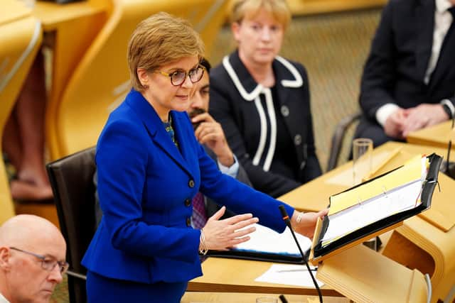 Nicola Sturgeon during First Minster's Questions. Picture: Jane Barlow/PA Wire