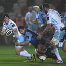 Brad Thyer is pictured tackling Glasgow Warriors' Pete Horne last season. Glasgow have signed the prop on loan from Cardiff. (Photo by Stu Forster/Getty Images)