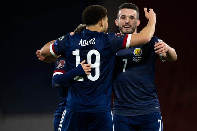 John McGinn's goal threat as the highest scorer in the Scotland squad should see Steve Clarke play him in an advanced midfield berth in the abcence of Che Adams, seen here celebrating with the Aston Villa man. (Photo by Craig Williamson / SNS Group)