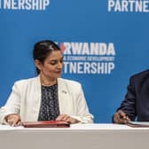 Home Secretary Priti Patel and Rwandan Minister of Foreign Affairs and International Cooperation Vincent Biruta, sign the agreement for asylum seekers to be sent to Rwanda