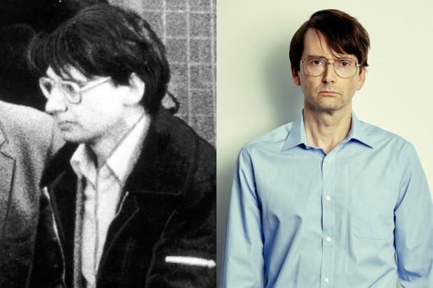 Serial killer Dennis Nilsen, left, and David Tennant, right, as the serial killer in new ITV drama Des.