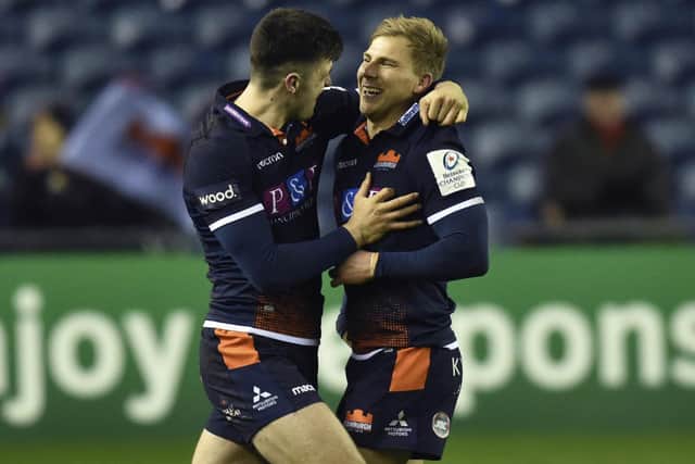 Blair Kinghorn, left, has impressed Jaco van der Walt since moving to stand-off. Picture: Rob Casey/SNS