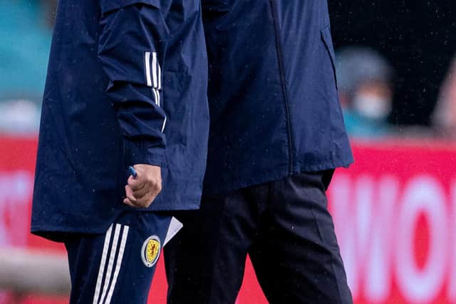 Scotland head coach Steve Clarke (right) with assistant John Carver.