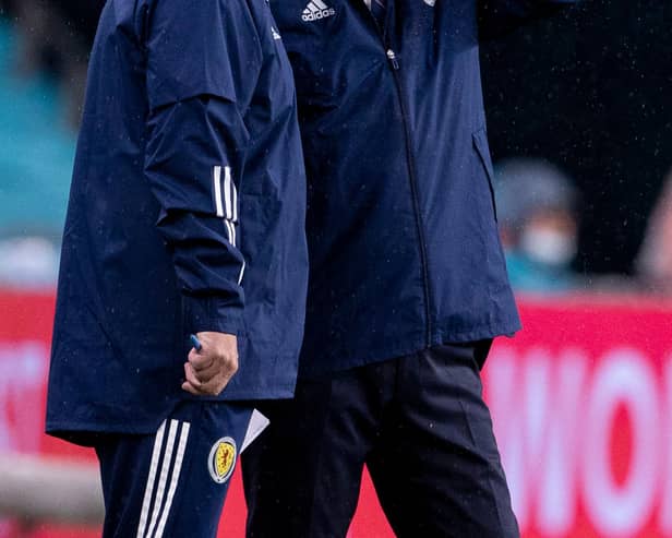 Scotland head coach Steve Clarke (right) with assistant John Carver.