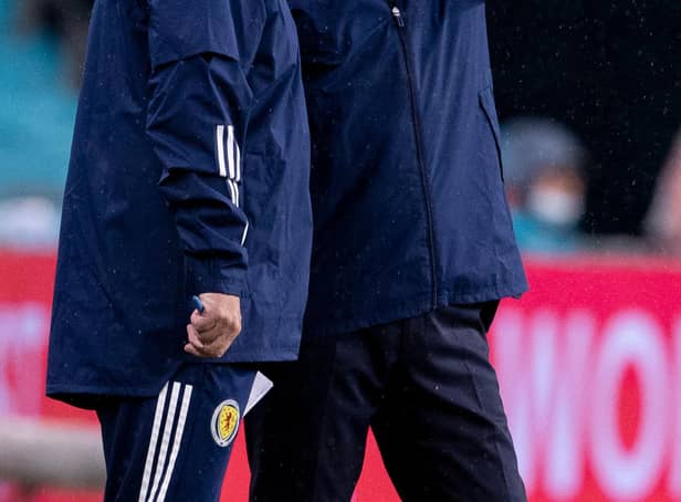 Scotland head coach Steve Clarke (right) with assistant John Carver.
