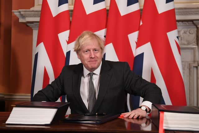 Prime Minister Boris Johnson at 10 Downing Street, Westminster.