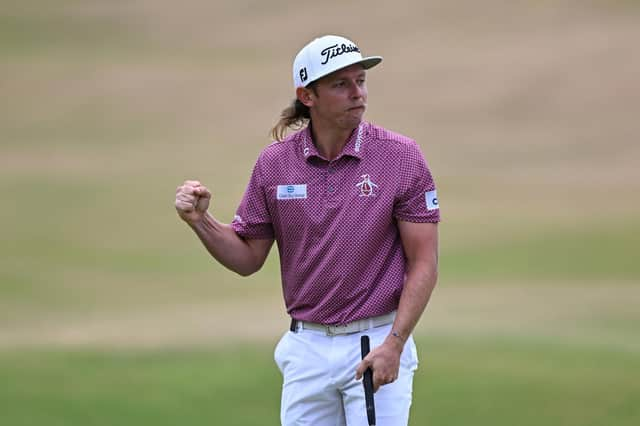 Cameron Smith celebrates on the 18th green after winning the 150th Open at St Andrews in July. Picture: Ian Rutherford.