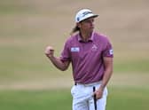 Cameron Smith celebrates on the 18th green after winning the 150th Open at St Andrews in July. Picture: Ian Rutherford.
