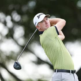 Martin Laird hits his shot from the 14th tee during the completion of the weather-delayed final round of The Cognizant Classic in The Palm Beaches at PGA National Resort in Palm Beach Gardens, Florida. Picture: Brennan Asplen/Getty Images.