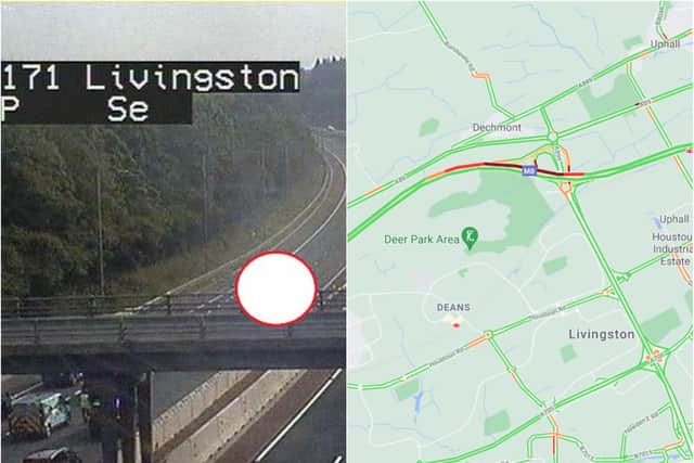 M8 crash: Eastbound lanes closed on motorway in West Lothian after crash near Livingston. Credit: Traffic Scotland