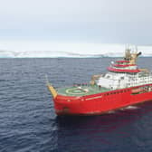 The RRS Sir David Attenborough in front of A23a iceberg in Antarctica. Picture: British Antarctic Survey via AP
