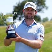 Liam Johnston shows off the trophy after winning Emporda Challenge at Emporda Golf Club in Girona. Picture: Alex Caparros/Getty Images.
