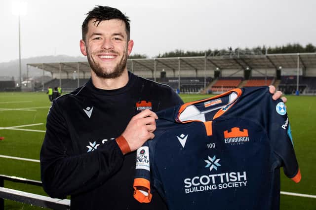 Edinburgh's Blair Kinghorn is pictured after signing a new deal with the club at the DAM Health Stadium. (Photo by Paul Devlin / SNS Group)