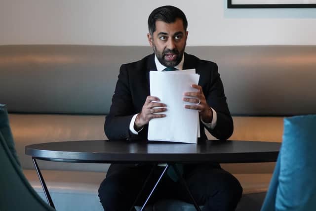 First Minister Humza Yousaf looks over his speech before delivering it to deligates at the SNP annual conference at the Event Complex Aberdeen (TECA) in Aberdeen.