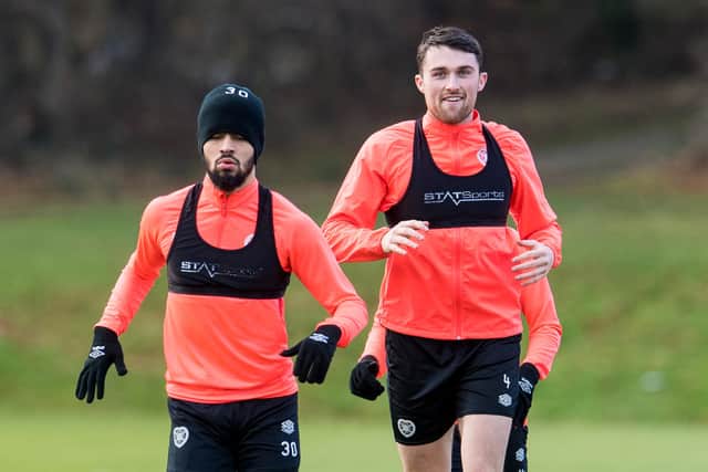John Souttar is back in training with Hearts after an ankle injury.