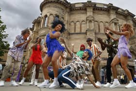 Dancers from the Havana Street Party show at the Fringe outside their venue at the McEwan Hall. Picture Jeff J Mitchell/Getty Images