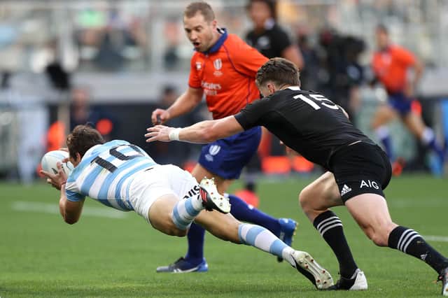 A first-half try from stand-off Nicolas Sanchez was key to Argentina's upset win over New Zealand in Sydney. Picture: Mark Kolbe/Getty Images