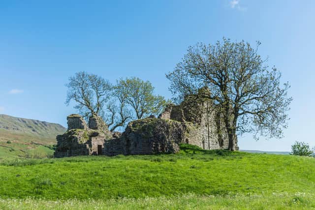 The ruins of Pendragon Castle in the Yorkshire Dales National Park.