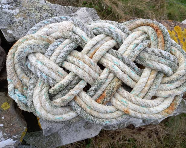 Fishing ropes have been turned into handwoven doormats with tuition given to islanders from  Mark Cook of Stromness-based Afrayedknot. PIC: Transitions North Ronaldsay.
