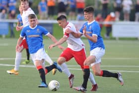 Spartans were hustled and harried by a superfit Rangers B in their Lowland League opener at Ainslie Park. Picture: Mark Brown