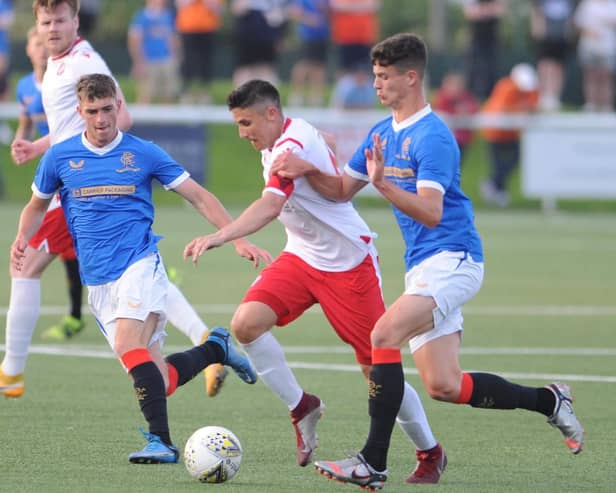 Spartans were hustled and harried by a superfit Rangers B in their Lowland League opener at Ainslie Park. Picture: Mark Brown