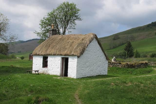 Beal Poll's house at Auchindrain, the former home of the township's 'wise woman', is being rethatched after the township was struck by an earthquake last November. PIC: David Hawgood/geograph.org.
