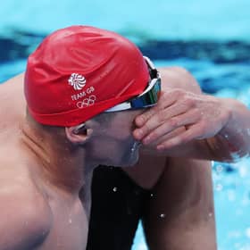 Duncan Scott reacts finishing in fourth place after the Men’s 200m Freestyle final at the Paris Olympics. (Photo by Clive Rose/Getty Images)