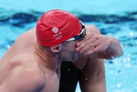 Duncan Scott reacts finishing in fourth place after the Men’s 200m Freestyle final at the Paris Olympics. (Photo by Clive Rose/Getty Images)