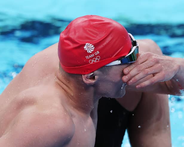 Duncan Scott reacts finishing in fourth place after the Men’s 200m Freestyle final at the Paris Olympics. (Photo by Clive Rose/Getty Images)