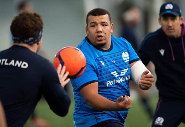 Javan Sebastian trains with Scotland at Oriam. (Photo by Paul Devlin / SNS Group)