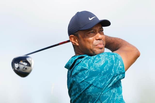 Tiger Woods plays his shot from the fourth tee during the second round of the Hero World Challenge at Albany Golf Course in Nassau, Bahamas. Picture: Mike Ehrmann/Getty Images.