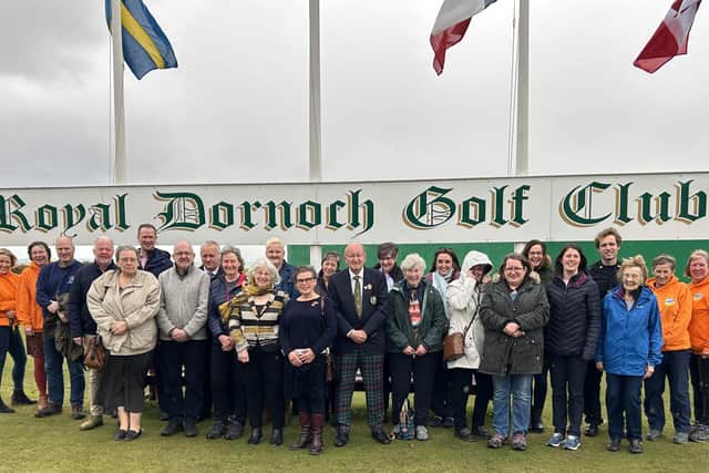 Past captain Willie Mackay:pictured with representatives from many of the beneficiaries from the Royal Dornch Community Fund. Picture: Royal Dornoch Golf Club