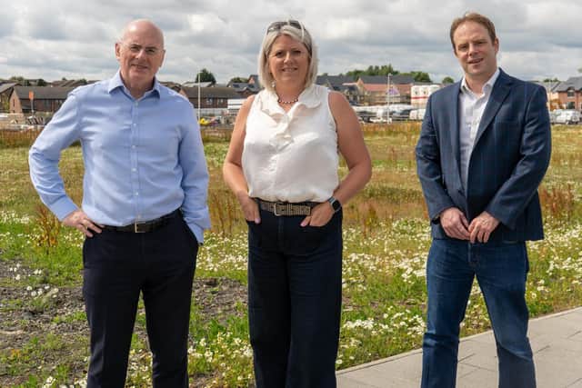 Scottish Conservative Lothians MSP Sue Webber (centre) alongside Stewart Carlie, director of Winchburgh Developments