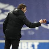 Rangers manager Steven Gerrard congratulates captain James Tavernier. (Photo by Ian MacNicol/Getty Images)