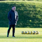 Caretaker Manager David Gray (right) and Eddie May oversee training.