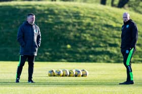 Caretaker Manager David Gray (right) and Eddie May oversee training.