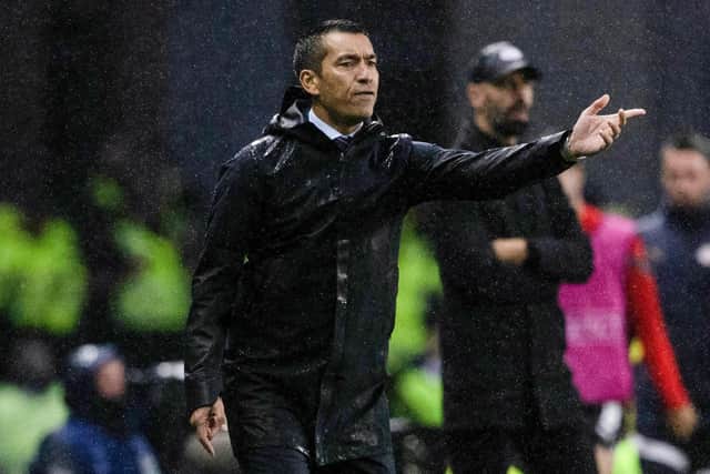 Rangers manager Giovanni van Bronckhorst during a UEFA Champions League Play-Off Round match between Rangers and PSV Eindhoven at Ibrox.  (Photo by Craig Williamson / SNS Group)