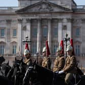 Members of the Household Cavalry take part in a rehearsal at Buckingham Palace for the Coronation of King Charles III and The Queen Consort which will take place on May 6 2023. Picture: Getty Images)